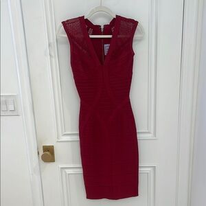 Herve Leger Vintage Elegant Red Sleeveless Dress